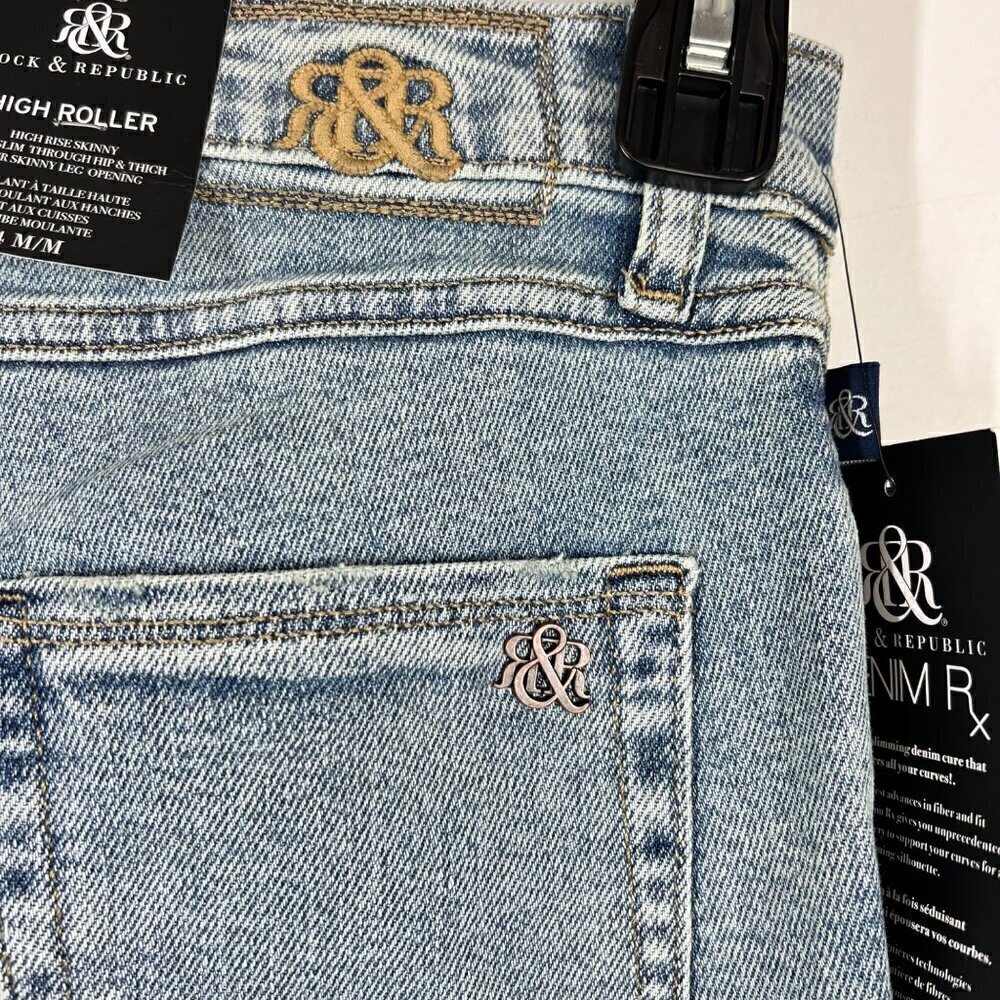 Rock & Republic Women's High Roller High Rise Skinny Jean Size 4 Blue Stretch - Picture 7 of 13